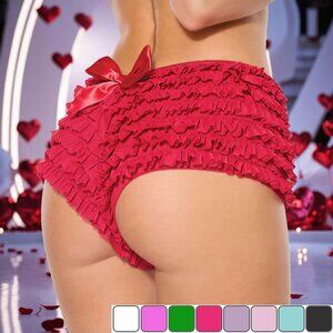 Ruffle Booty Shorts Womens OS One Size with Back Bow Panty Many Colors